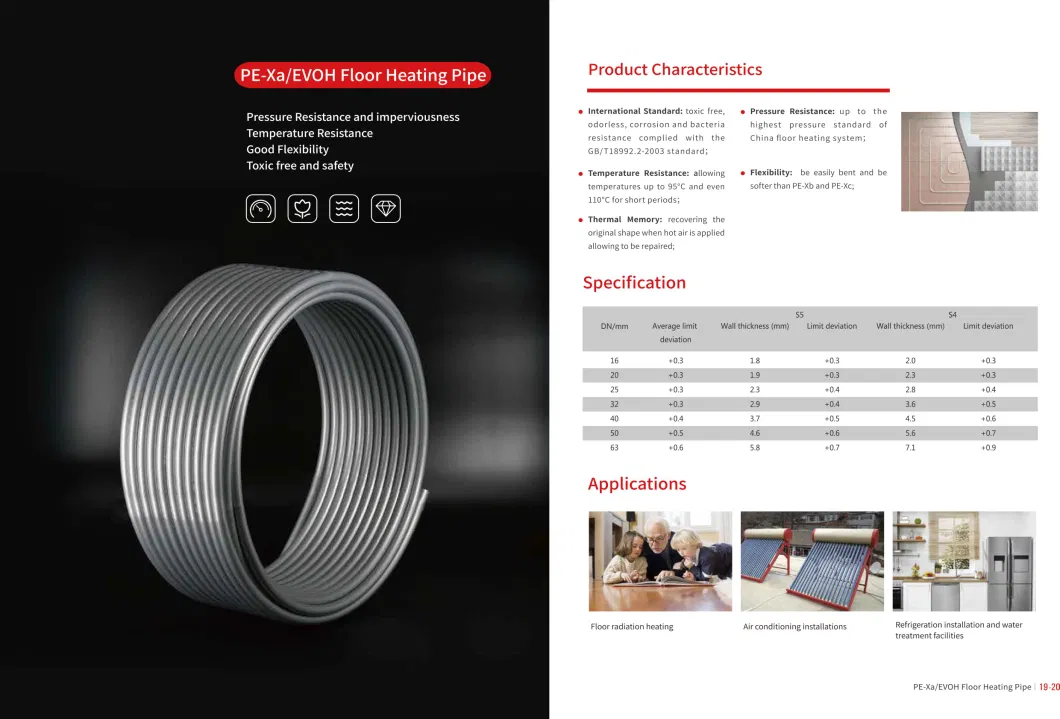 Ios9001 Certified PE-Xa Pipe/Plastic PE-Xa Water Supply Plumbing Pipe Under Germany Standard