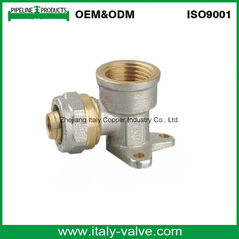 Brass Forged Plated 90 Degree Female Wall Plate Elbow /Pex Fitting