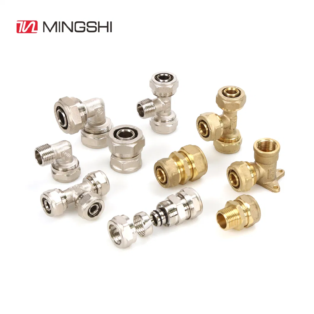Plumbing Nickel Plated Brass Compression Fitting for Multilayer Pex-Al-Pex Water and Gas Pipe-Female Elbow