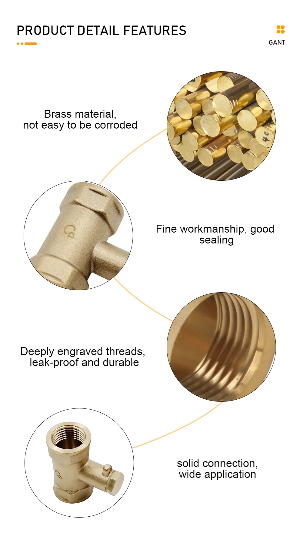 Easily Connection Pex Pipe Copper Fittings Brass Pipe Hose Tube Fitting Brass Compression Fitting for Copper Pipe