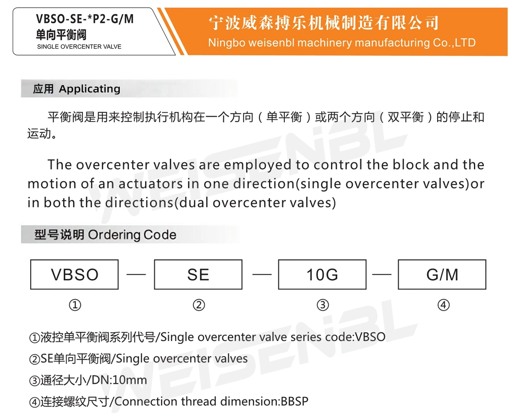 Tractors Advanced Great Quality Price High Factory Outlet Overcenter Control Valve with ISO9001