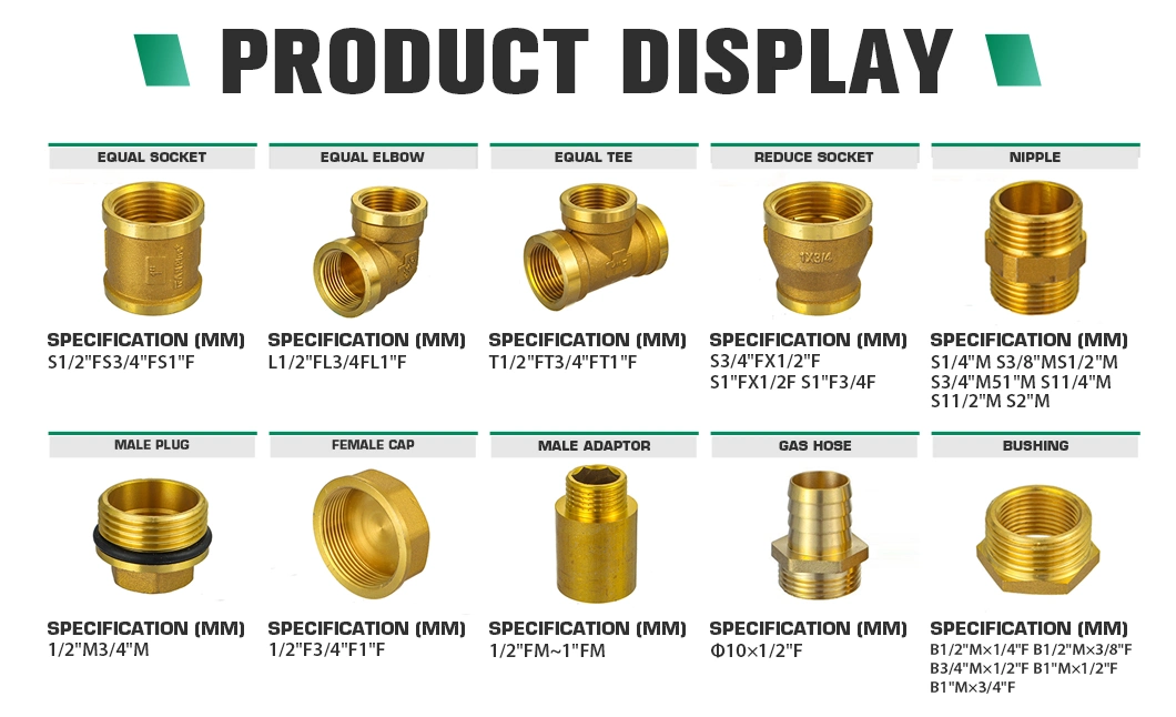 Ifan Full Styles Brass Pex Plumbing Fittings Cap 20-63mm Forged Threaded Tee Elbow Brass Pipe Fitting