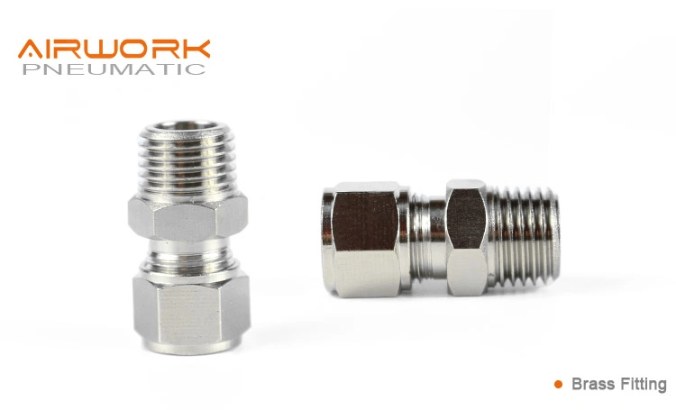 Bite Type Compression Nickel Plated Brass Copper Straight Male Tube Pneumatic Fittings