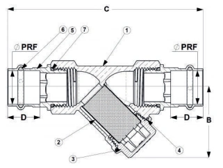 Pn20 Brass Y Strainer with Press Fit