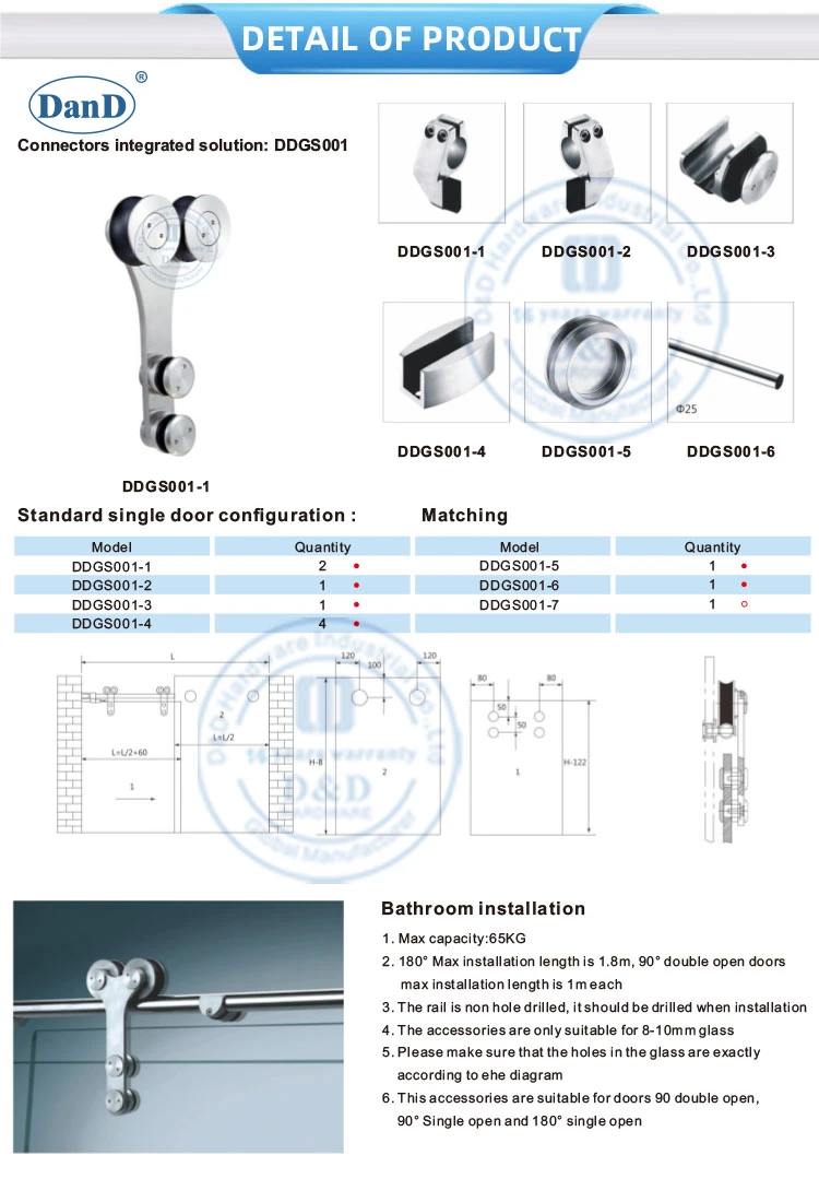 Glass Sliding Door Hanging Roller Hardware Fittings for Commercial Building