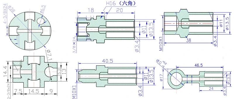 Steel Stainless Steel Brass Oil Hose 3 Way or 4 Way Hydraulic Pipe Fitting T Block Fitting Tee Connector Tee Compression Fitting