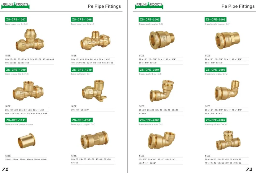 2way Pex-Al-Pex Brass Compression Pipe Fitting for Water Manifold