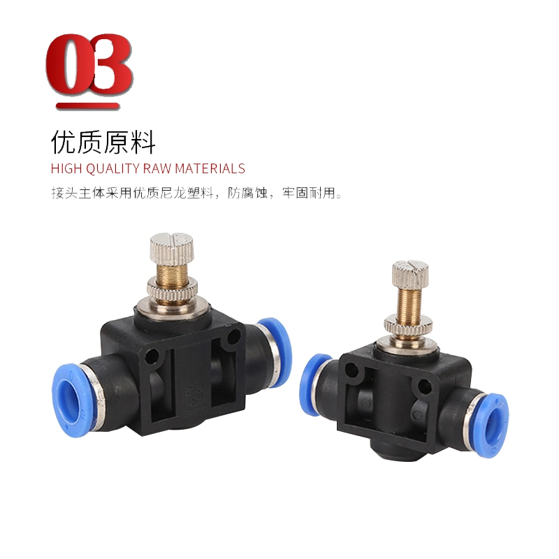 SA Series Pneumatic Compression Pipe Fittings Lsa-4 Lsa-6 Lsa-8 Lsa-10 Lsa-12 Pneumatic Throttle Flow Control Valve