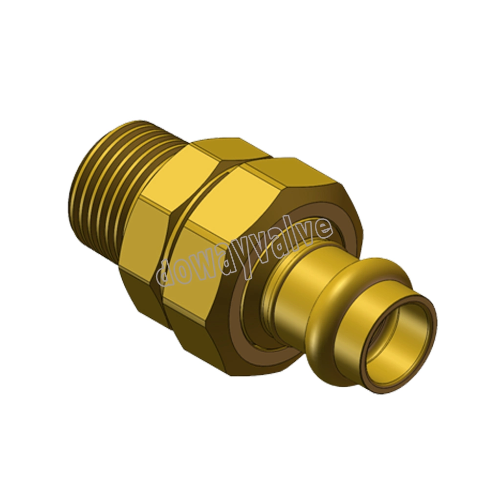 Cw617n Brass Roll Grove to Copper Adapter Press Fitting