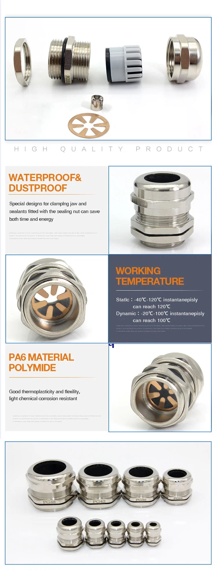 EMC Brass Cable Gland Pg Thread Cable Fitting