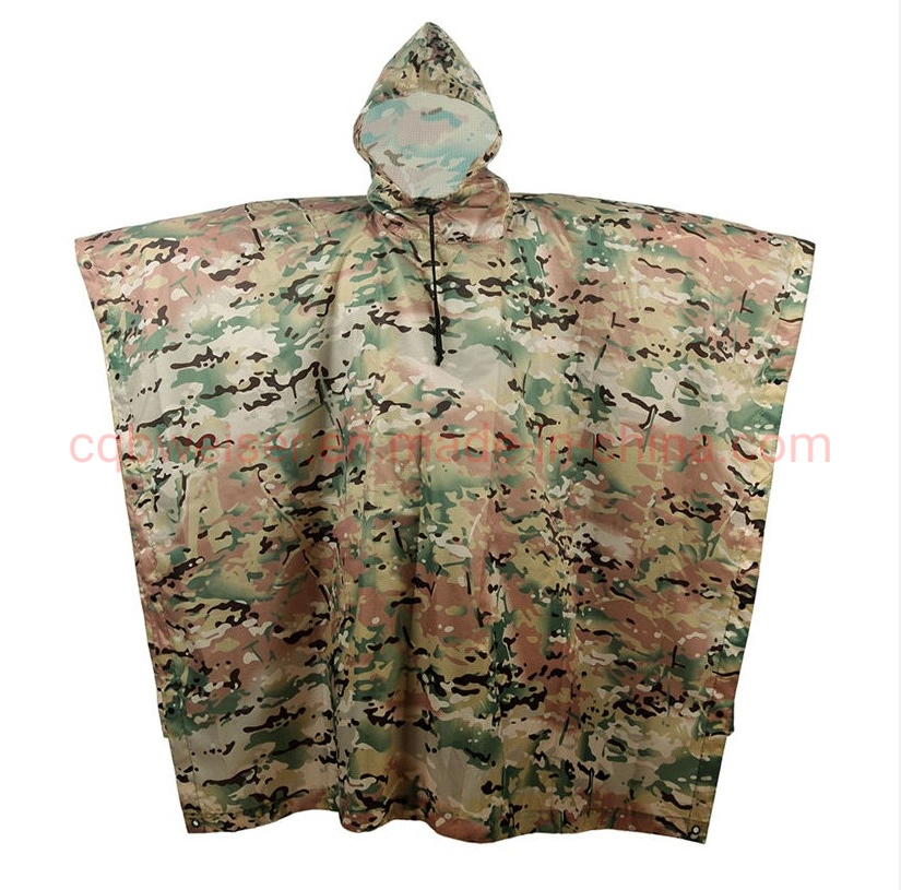 Outdoor Riding Poncho Camouflage Multifunctional Overall Raincoat Work as Carpet