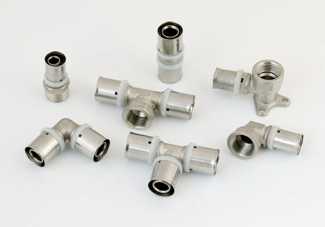 Brass Press Fitting for Pex-Al-Pex Multilayer Pipe-16-32mm Tee Female