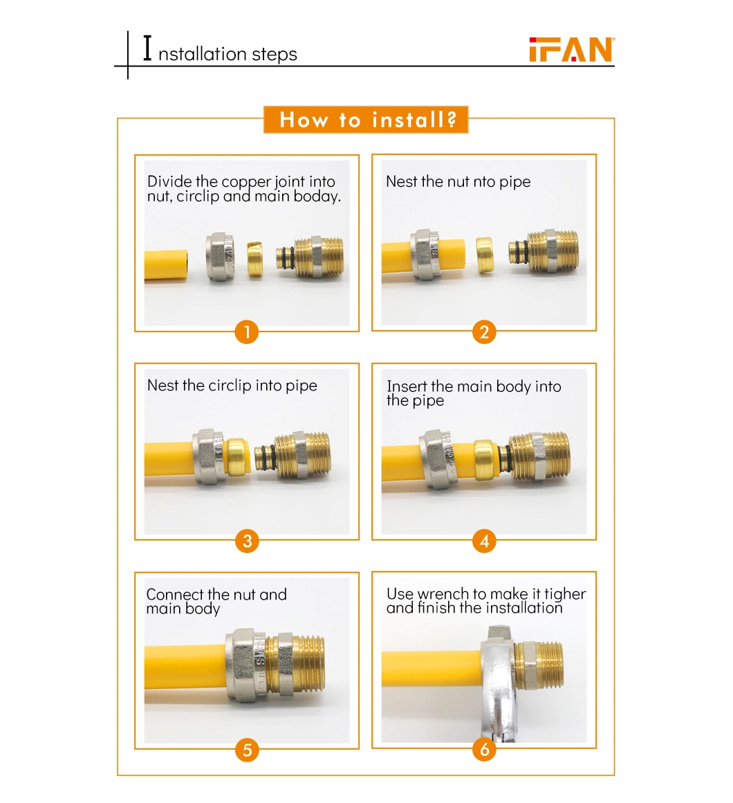 Ifan Factory Price Cw617n Brass Pex Pipe Fittings Elbow Tee Pex Brass Compression Fittings