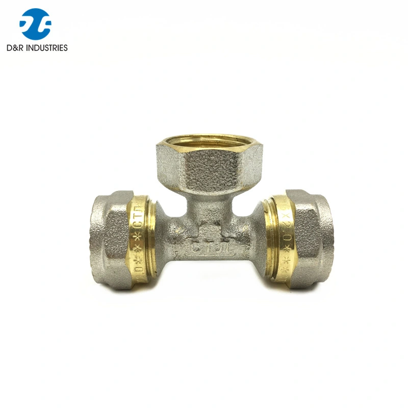 Brass Compression Fittings Copper Tee for Pex Al Pex Pipe