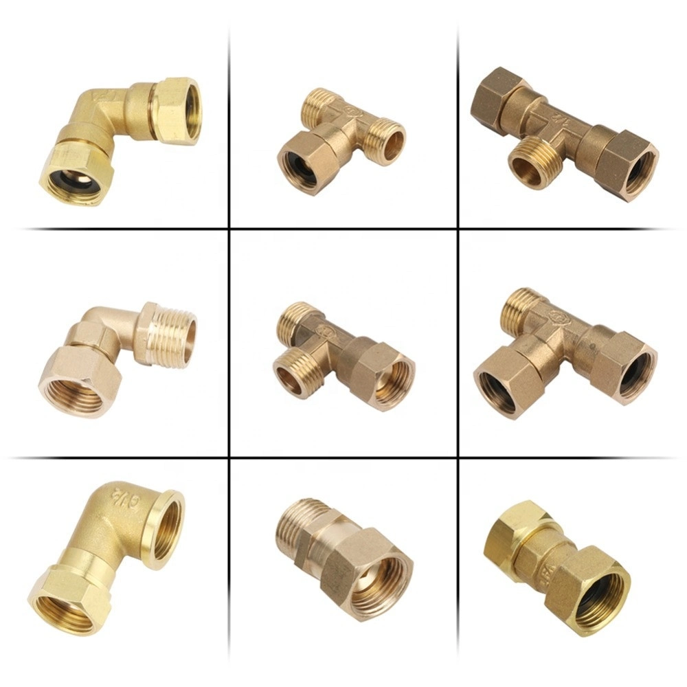 1/2&quot; Tee Elbow Straight Brass Pipe Thread Compression Fittings Garden Connector