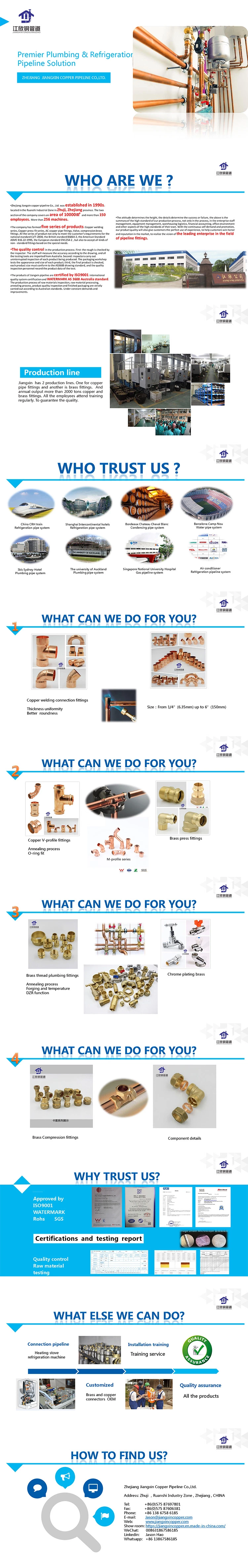 Copper M-Profile Press 90 Degree Elbow/ Tee/ Coupling /Cap Pipeline Fitting