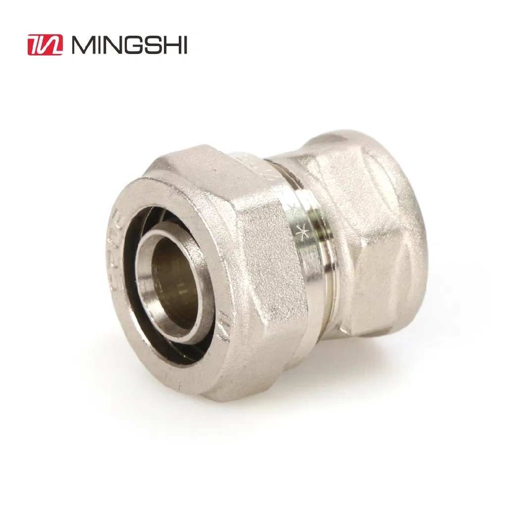 Plumbing Nickel Plated Brass Compression Fitting for Multilayer Pex-Al-Pex Water and Gas Pipe-Female Straight