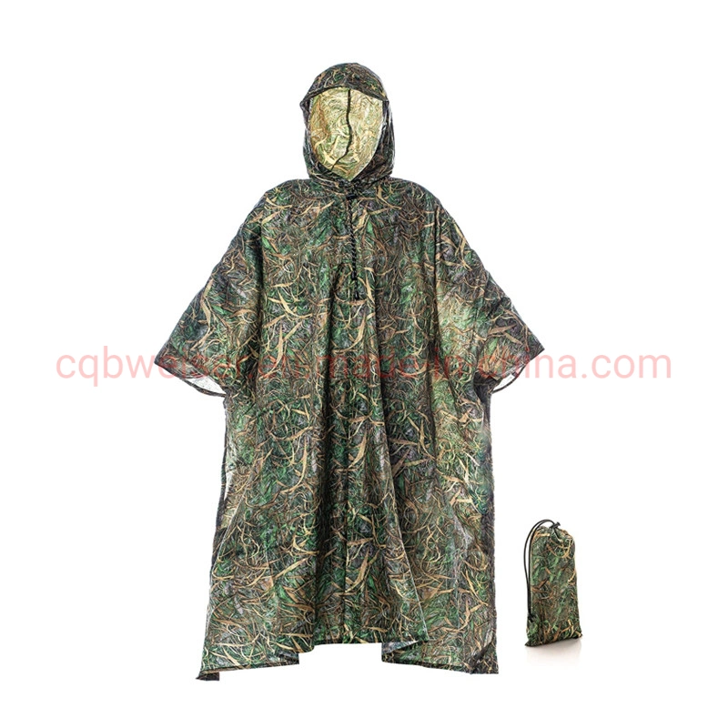 Outdoor Riding Poncho Camouflage Multifunctional Overall Raincoat Work as Carpet