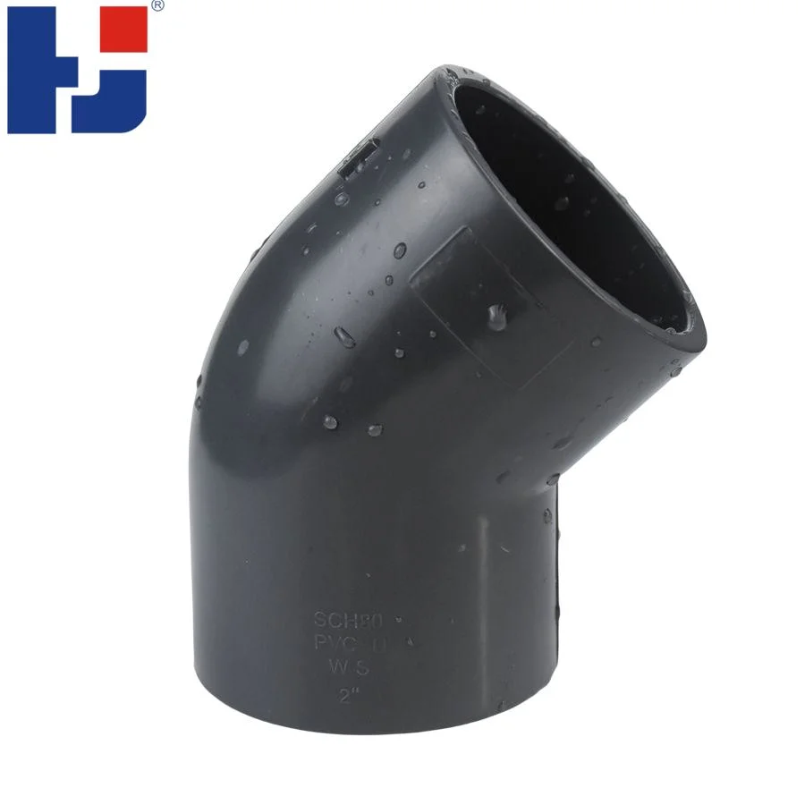 China Manufacture Plumbing Fittings Water Supply ASTM D2467 Sch80 PVC-U 1/2 Inch to 4 Inch 45 Deg Elbow PVC Pipe Fittings