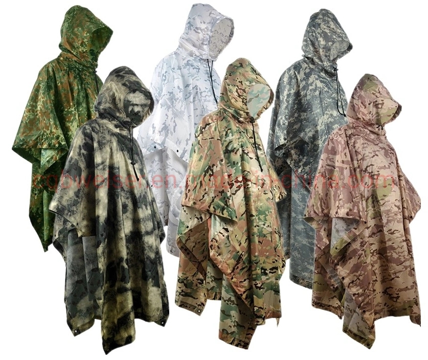 Outdoor Riding Poncho Camouflage Multifunctional Overall Raincoat Work as Carpet