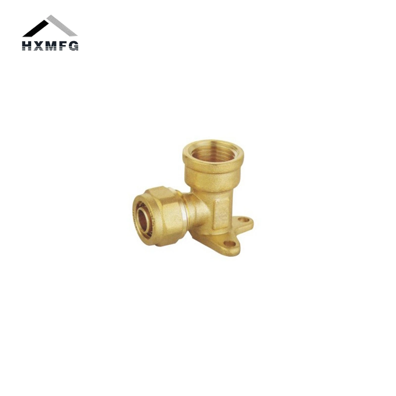 Brass Made Female Compression Press Wallplate Elbow for Pex Pipe