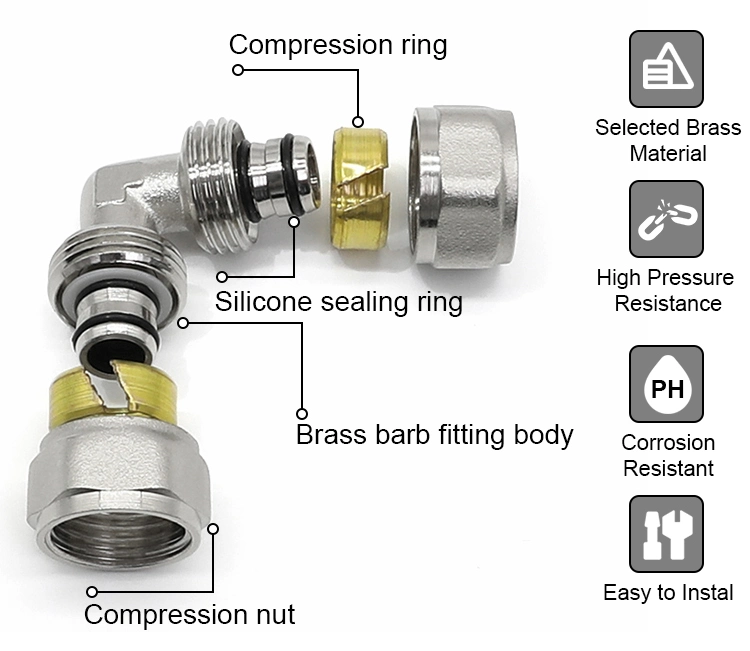 Irrigation Fittings All Brass Fitting Water Copper DN 18 Stainless Steel Ferrule Compression