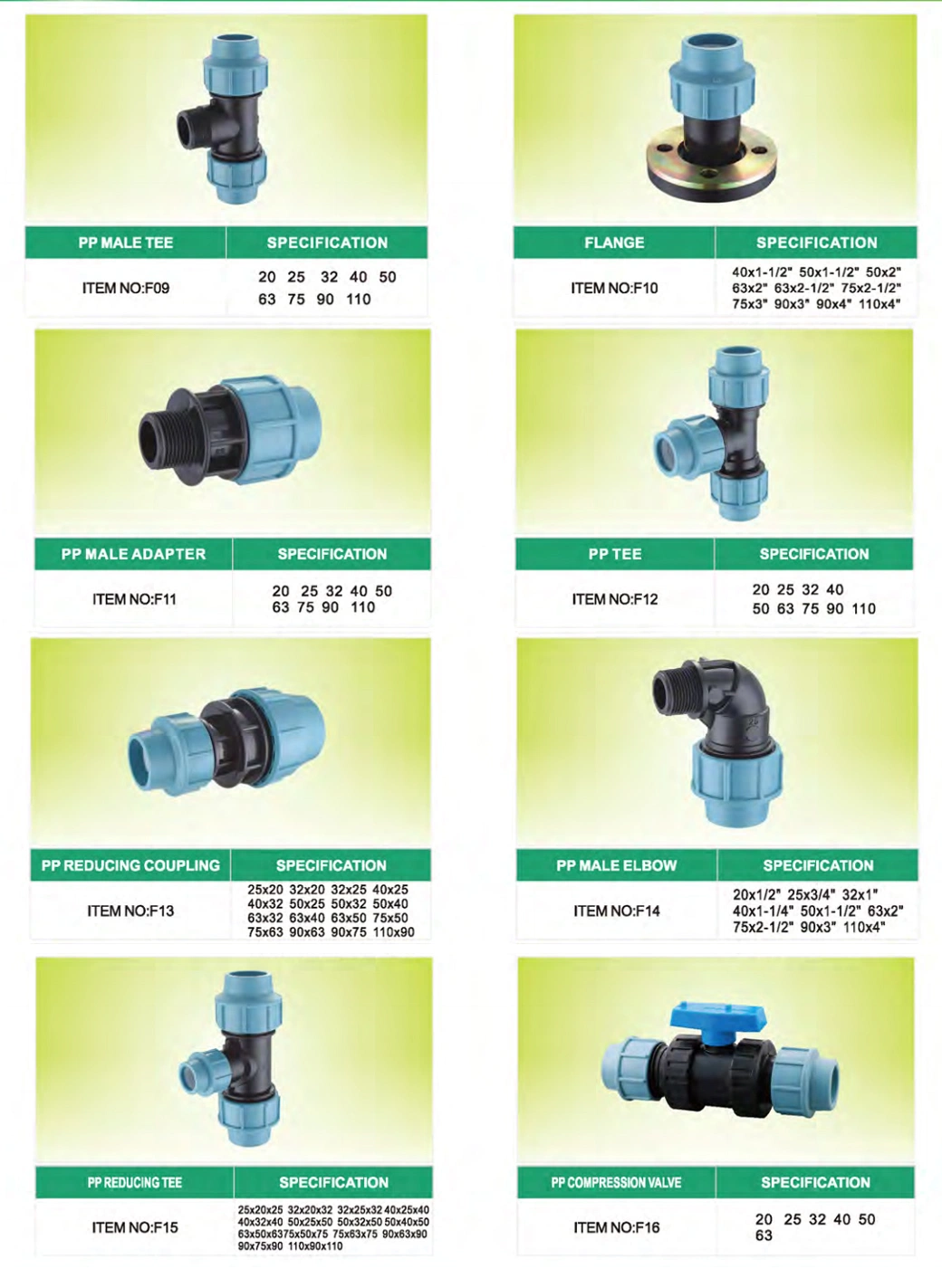 PP Fitting HDPE Compression Fitting for Water Supply Irrigation Female Threaded