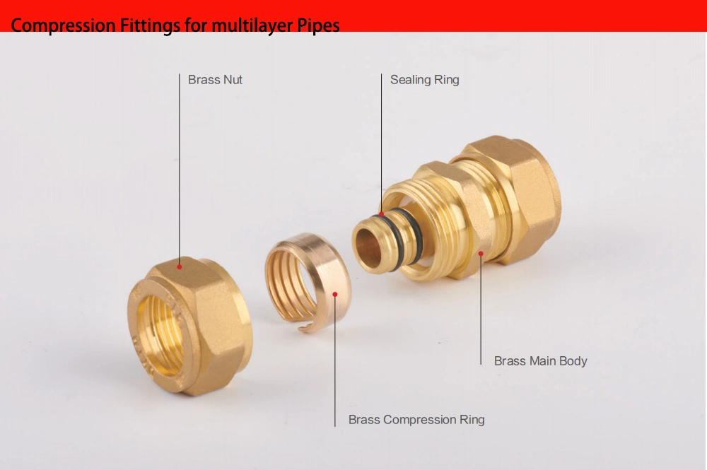Male Tee Brass Compression Fittings for Connecting Pex Pipes