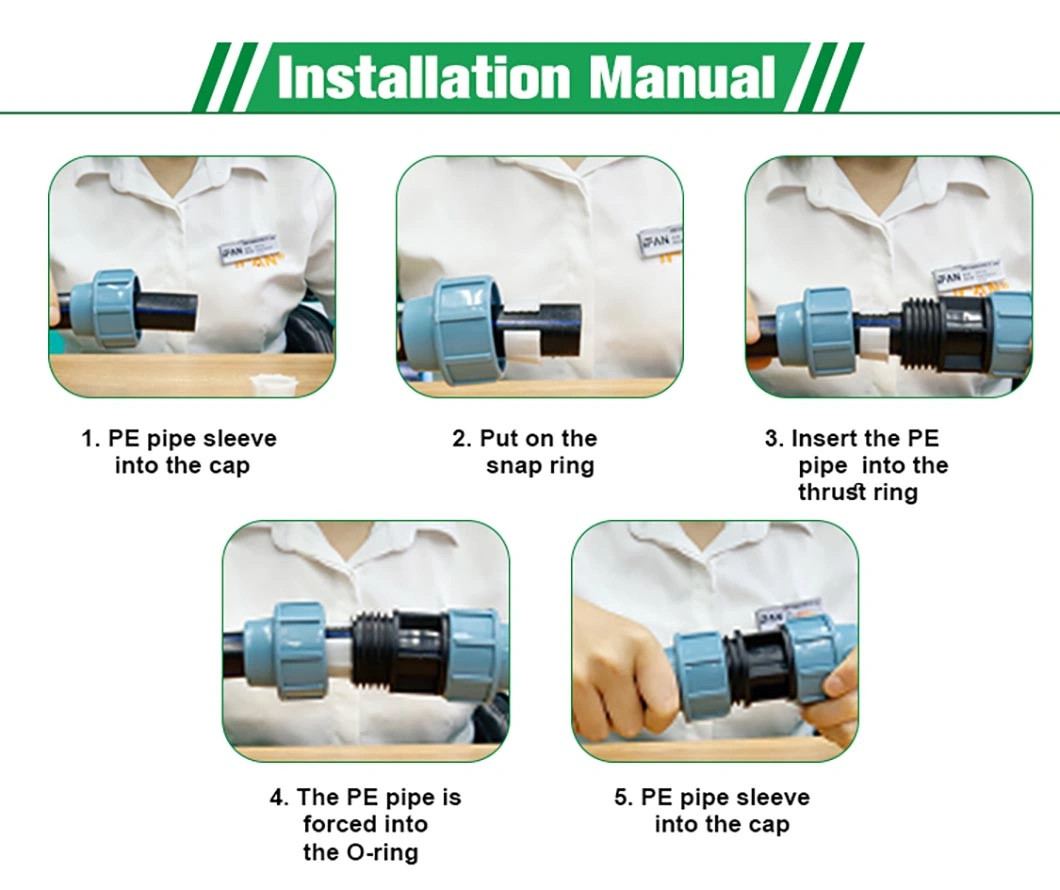 Ifan Guaranteed Quality PP Quick Connect Plumbing PP Compression Pipe Fittings