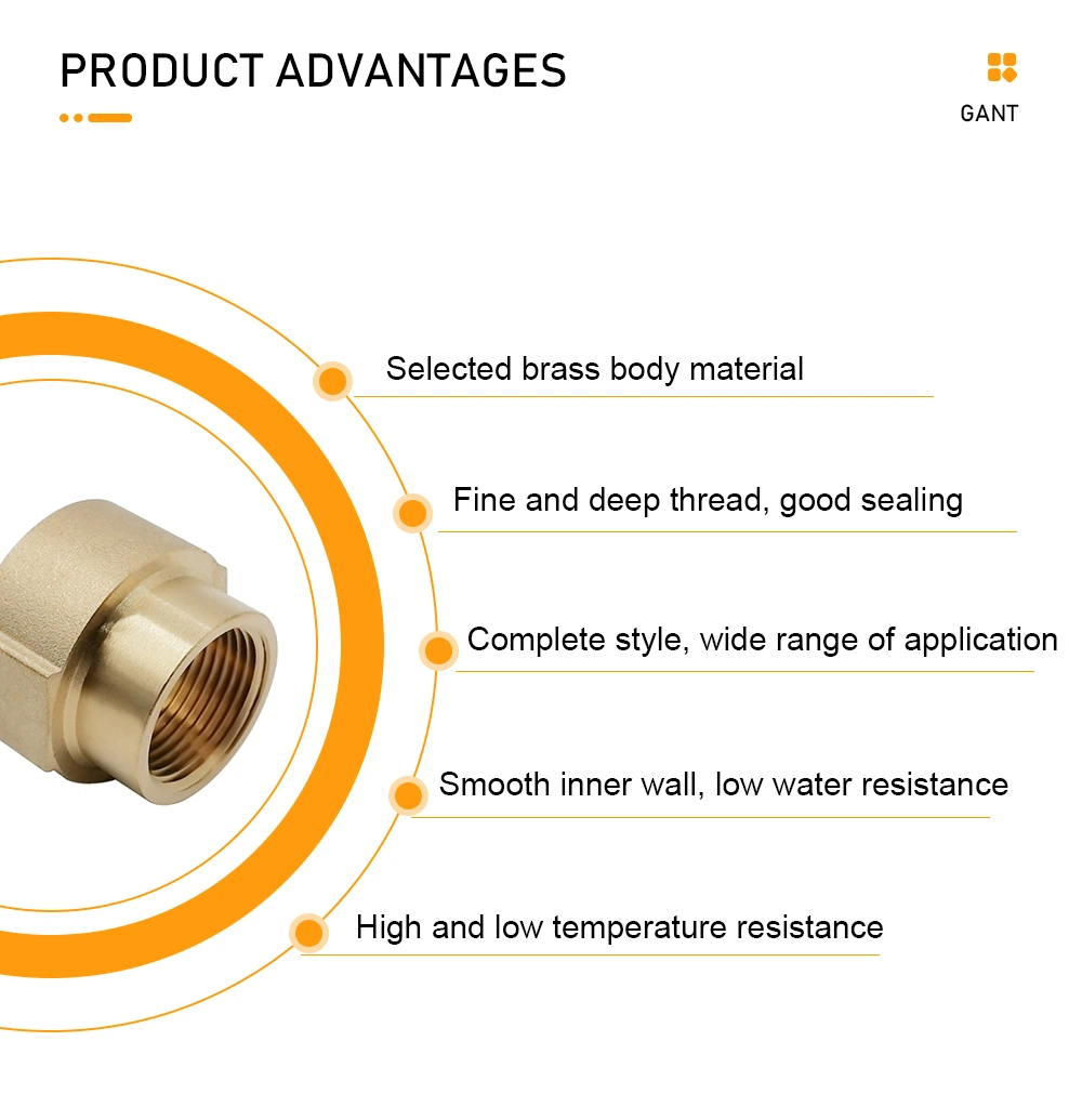 Home Improvement Brass Coupling Screw Female Pipe Brass Pipe Fitting, Adapter, 1/2&quot;for Heating and Hot Water Systems