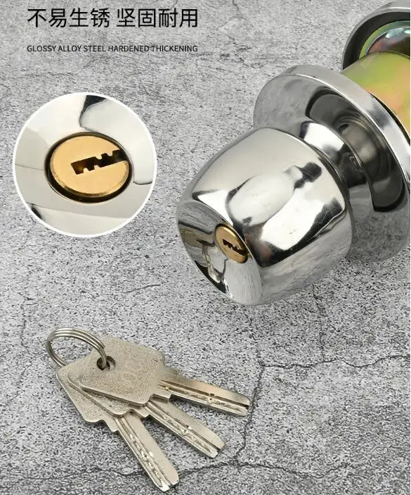 Stainless Steel Entrance Cylindrical Lock Door Knob Locks with Keys Press Button