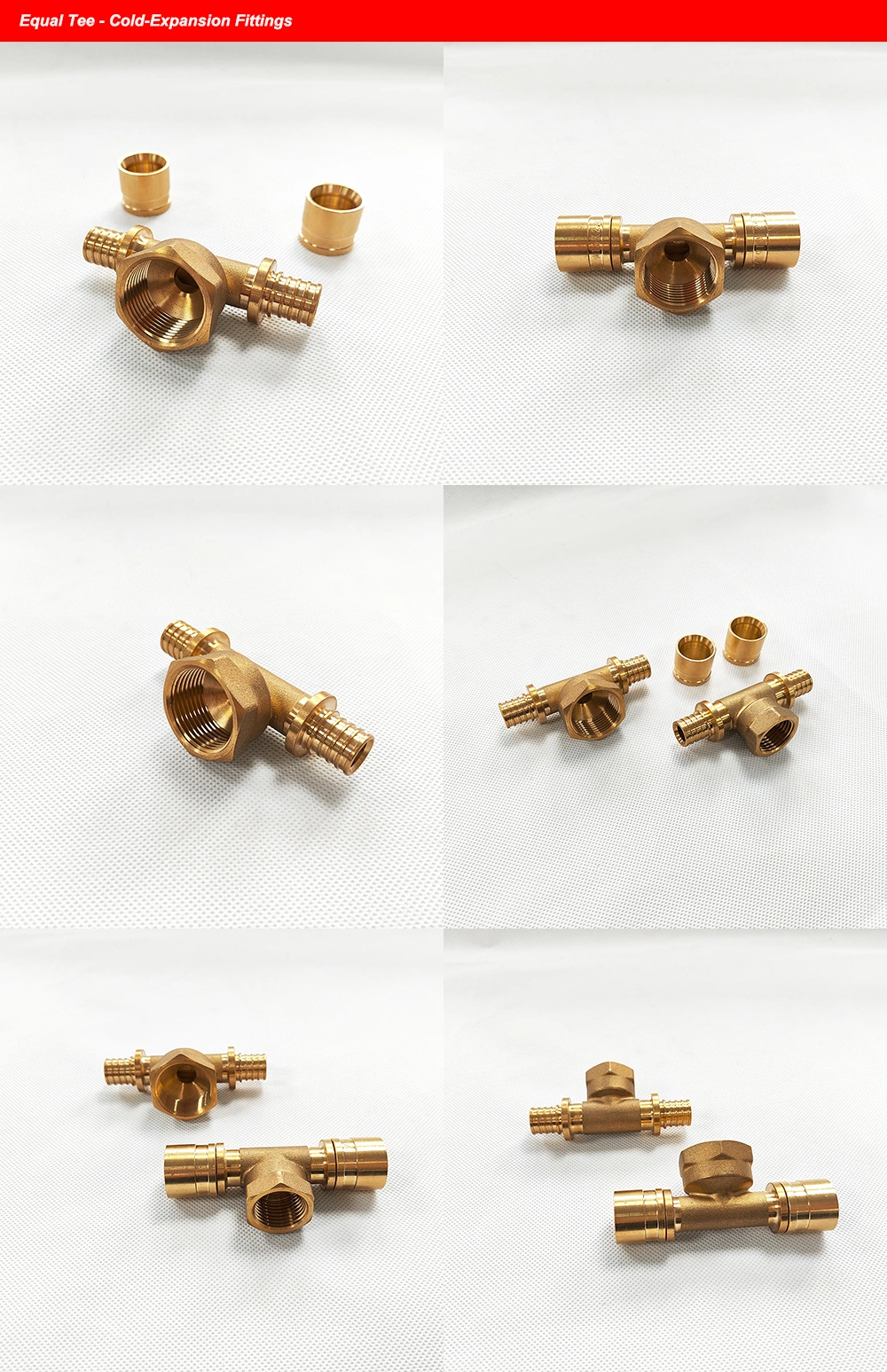 Brass Female Tee Sliding Fitting Cold-Expansion Fitting Use with Pex-a Pipe