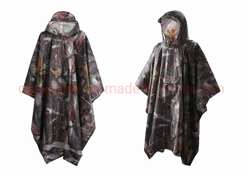 Outdoor Riding Poncho Camouflage Multifunctional Overall Raincoat Work as Carpet