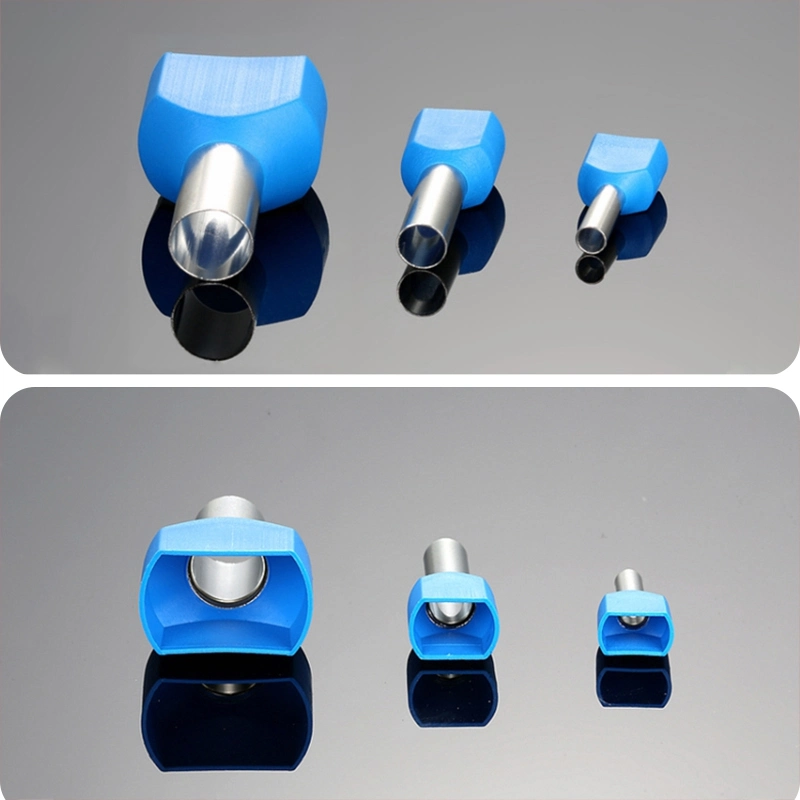 Te4012 Wire Sleeve Double Pipe Cold Pressed End Double Line Tube Shaped Copper Insulated Crimp Splice Ferrule Terminal Te Series