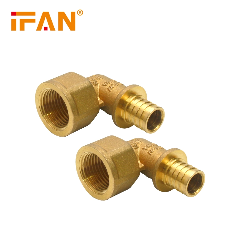 Pex Brass Sliding Fitting Female Elbow 90 Degree Elbow Brass Compression Fitting Brass Elbow for Pex-Al-Pex Pipe