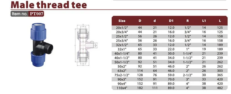 Era PP Compression Fittings Quick Best Delivery Male Thread Tee with Watermark &amp; Wras Certificated