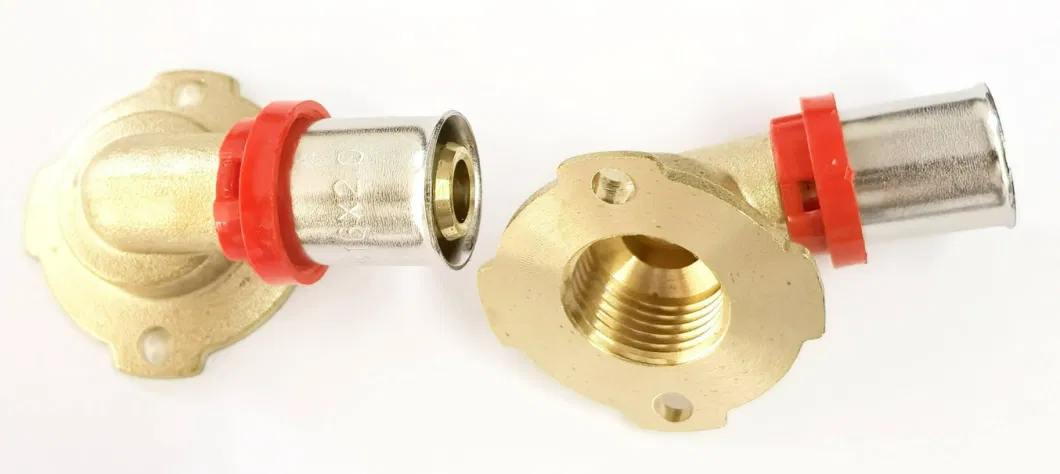 Press Brass Fitting Wall Plated Elbow with Plastic Cover Th Type