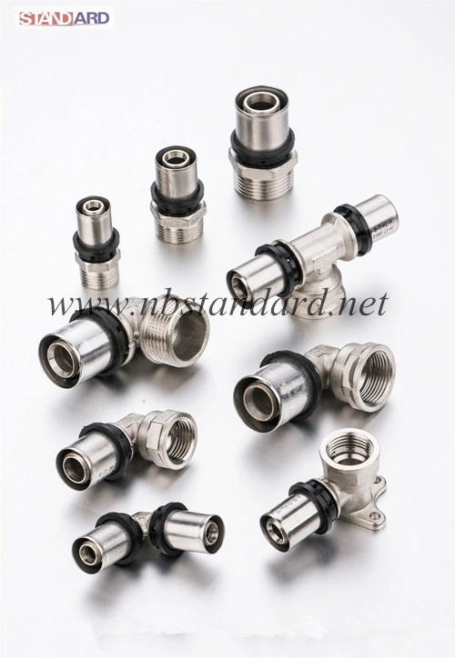 European Quality Brass Press Fittings for Multlayer Pipes with Stainless Steel Sleeves