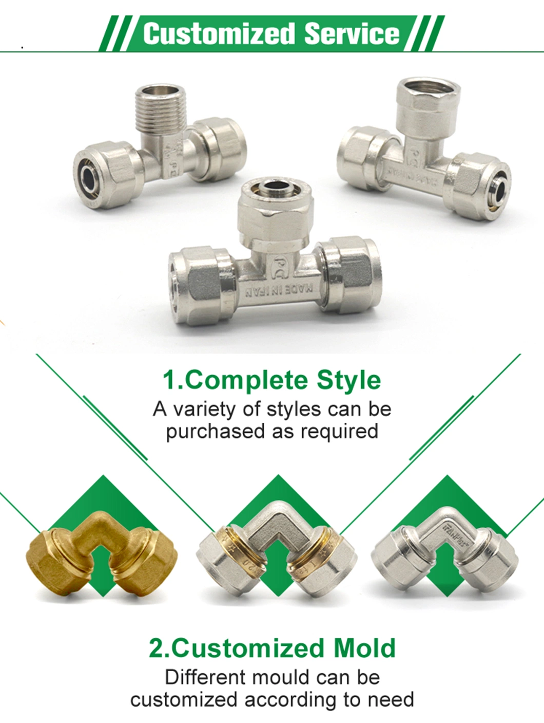 Ifan Male Coupling Brass Compression Fittings for Pex-Al-Pex Pipe