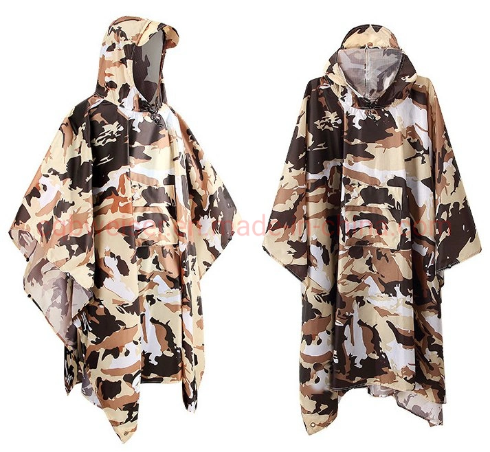 Outdoor Riding Poncho Camouflage Multifunctional Overall Raincoat Work as Carpet