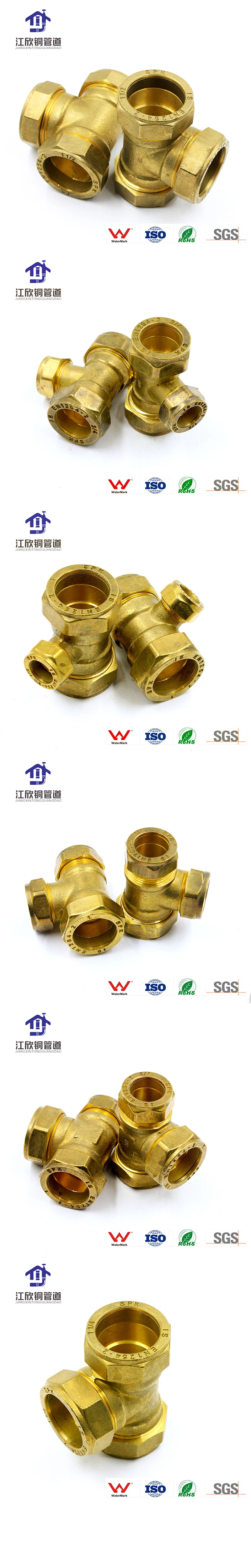 Brass Tee Compression Reducing for Pipe Fittings