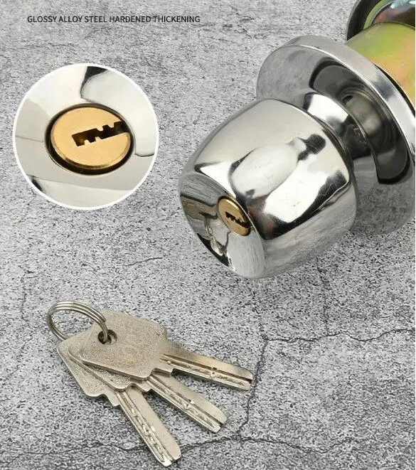 Stainless Steel Entrance Cylindrical Lock Door Knob Locks with Keys Press Button