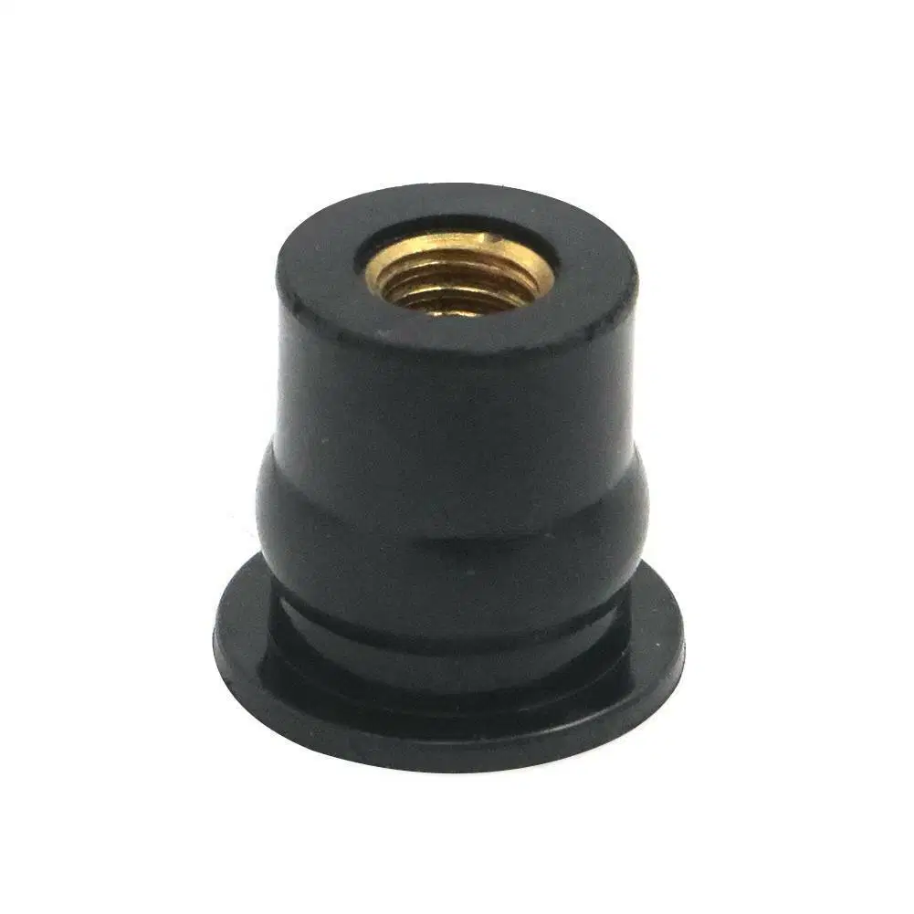 Factory Supply Black Color Rubber Well Nuts with Brass M4 M5 M6 M8 Threaded Insert