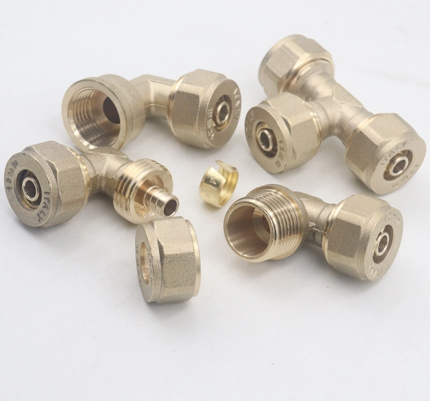 90 Degree Brass Compression Tee Fitting for Pex Pipe