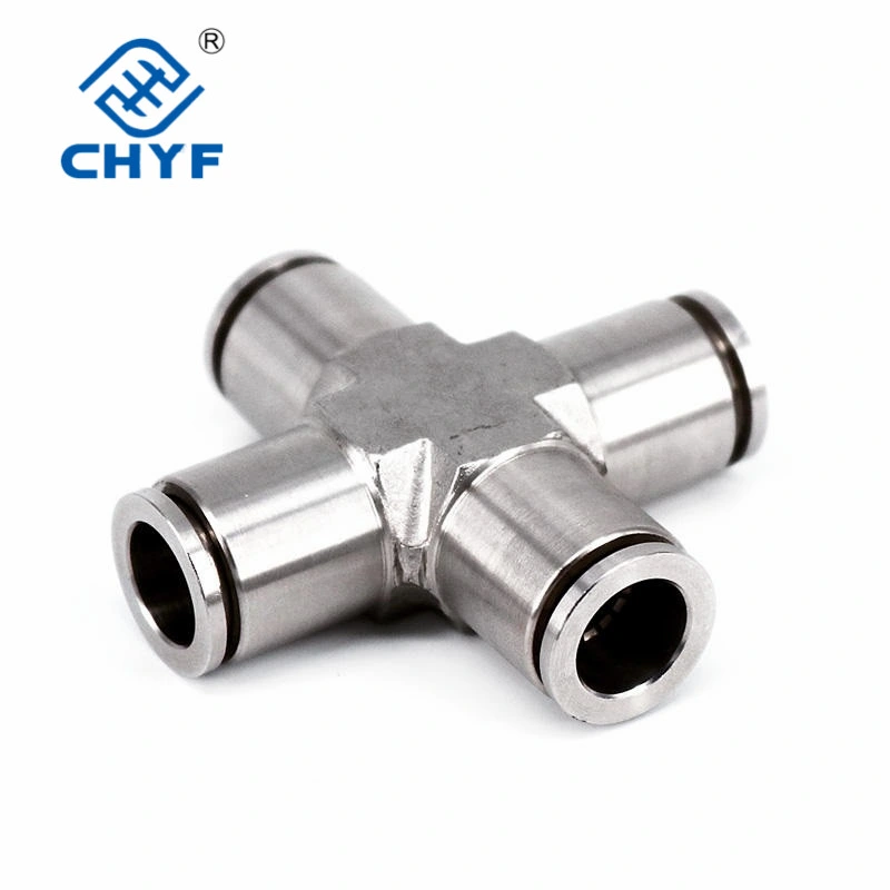 Male Run Tee Brass Nicked Fitting, Pneumatic Metal Push in Fitting, Brass Compression Fittings