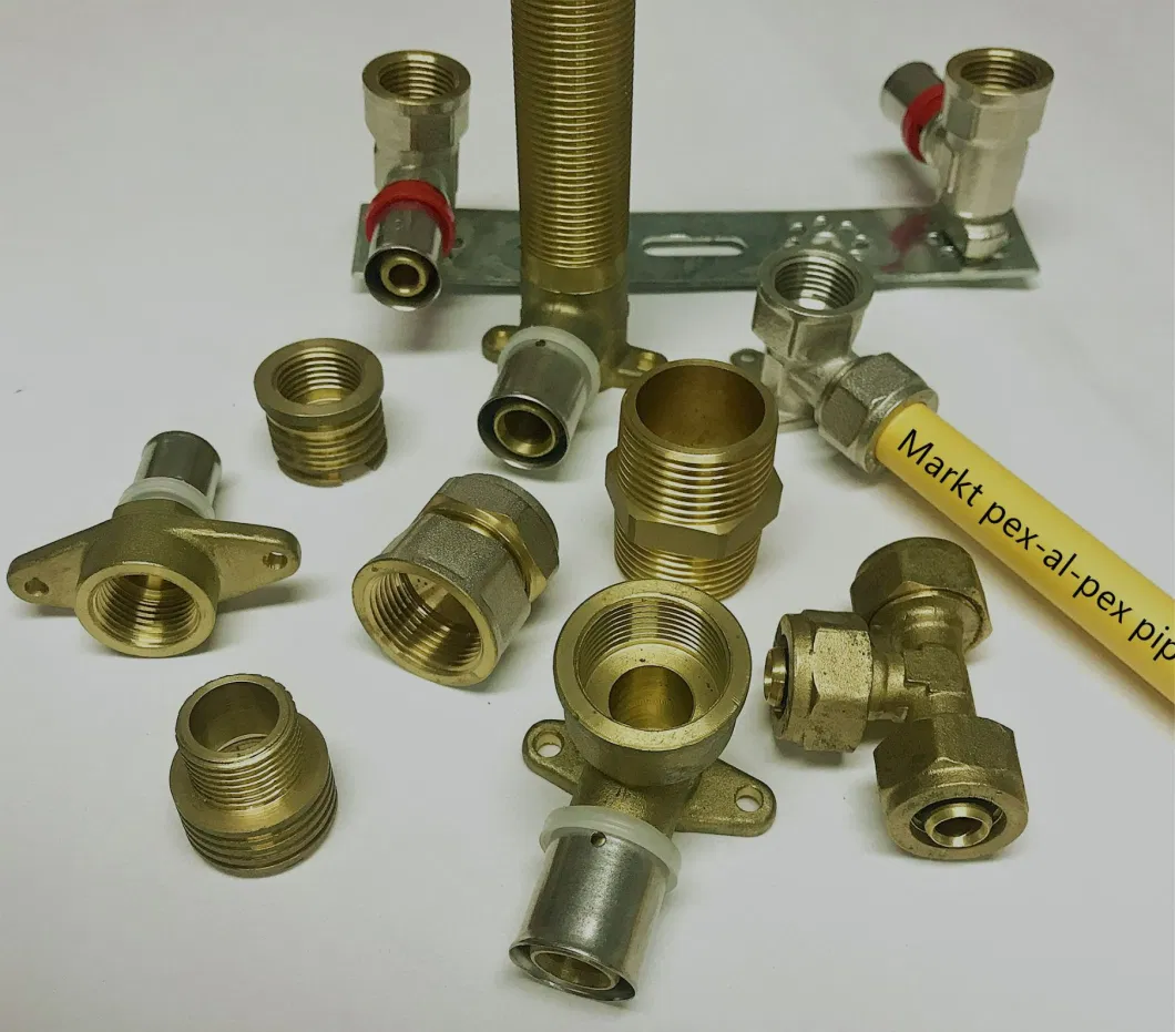 Press Brass Fitting Wall Plated Elbow with Plastic Cover Th Type