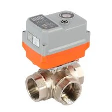 Failsafe Return 3 Way Electric Motorized Water Gas Oil Actuator Nickel Plated Bsp NPT Brass Ball Valve