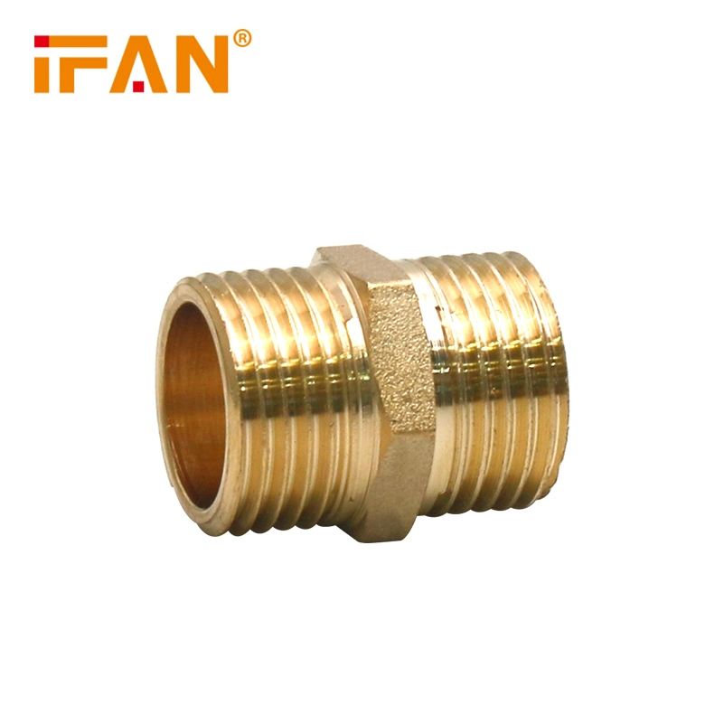 Ifan BSPT Male Thread Brass Pex Reduced Nipple Equal Hose Nipple Brass Fitting