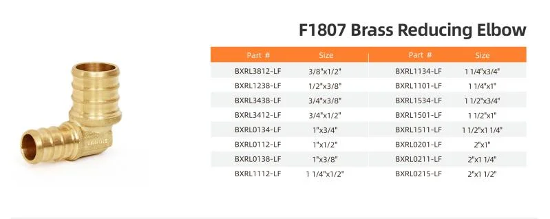 Copper Brass Adapter Elbow Fitting for Pex-a/Pex-B