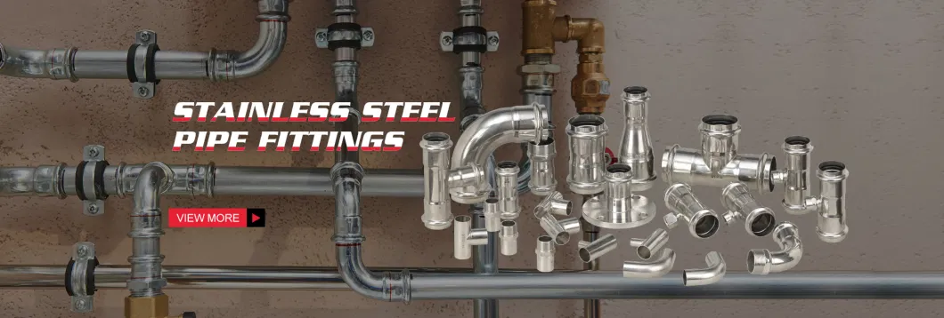 Mingshi Plumbing Materials Floor Heat and Water Supply System V Type Tee Press Stainless Steel Fitting